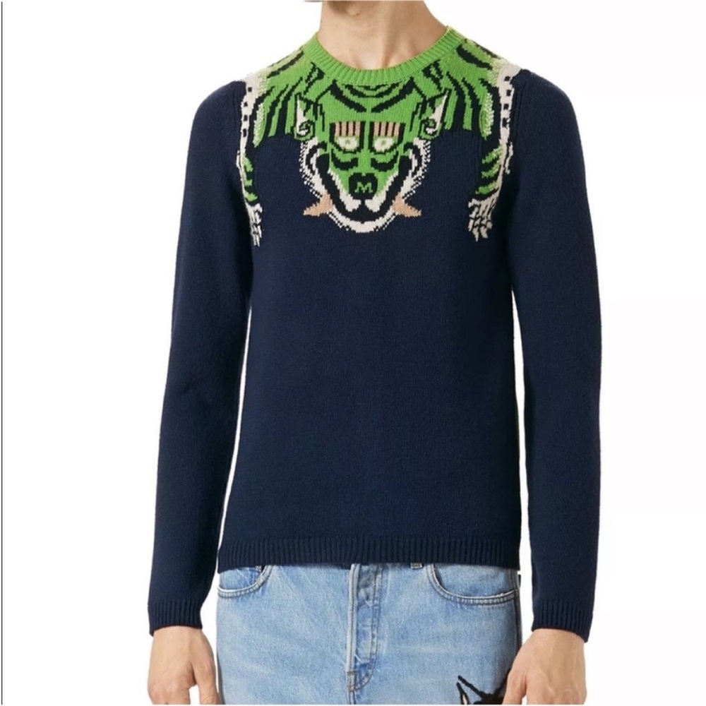 Gucci Tiger Stripe Intarsia Wool Sweater XS